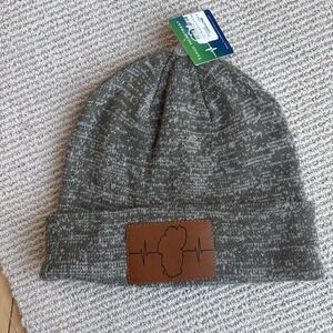 NWT The HeartBeat Brand Featuring Lake Tahoe Outline Ski Knit Beanie